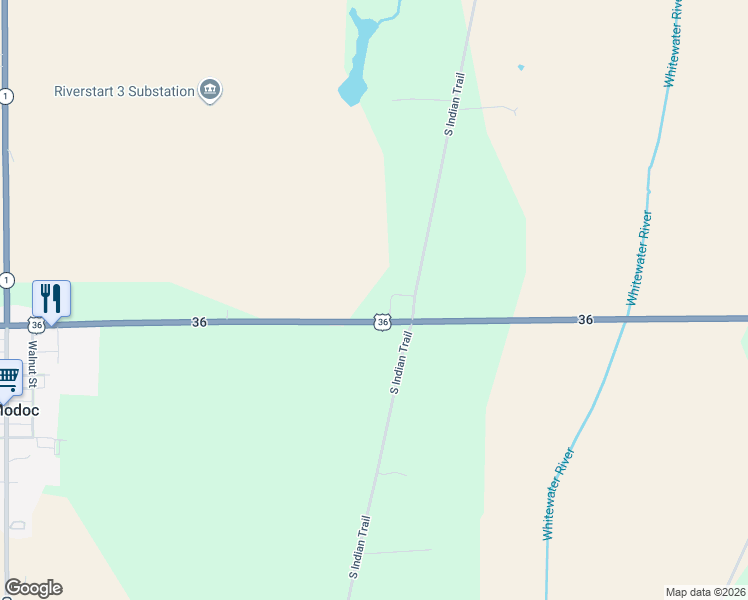 map of restaurants, bars, coffee shops, grocery stores, and more near 7200 U.S. 36 in Modoc