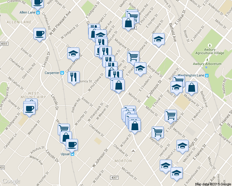 map of restaurants, bars, coffee shops, grocery stores, and more near 6520 Germantown Avenue in Philadelphia