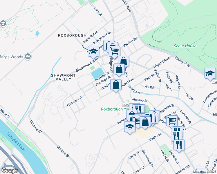 map of restaurants, bars, coffee shops, grocery stores, and more near 479 Oriole Street in Philadelphia