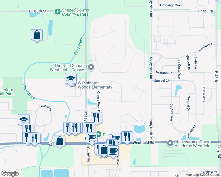 map of restaurants, bars, coffee shops, grocery stores, and more near 3557 Sun Valley Court in Westfield