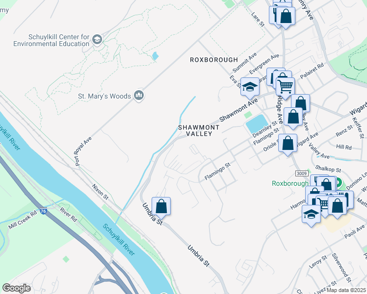 map of restaurants, bars, coffee shops, grocery stores, and more near 303 Shawmont Avenue in Philadelphia