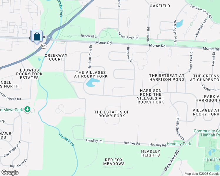 map of restaurants, bars, coffee shops, grocery stores, and more near 1292 Windtree Court in New Albany