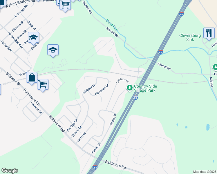 map of restaurants, bars, coffee shops, grocery stores, and more near 252 Chestnut Drive in Shippensburg