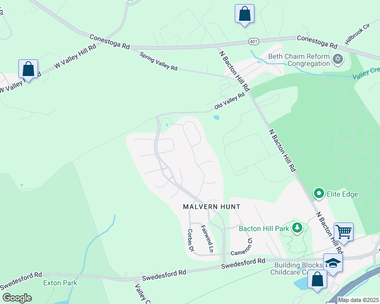 map of restaurants, bars, coffee shops, grocery stores, and more near 30 Granville Way in Exton