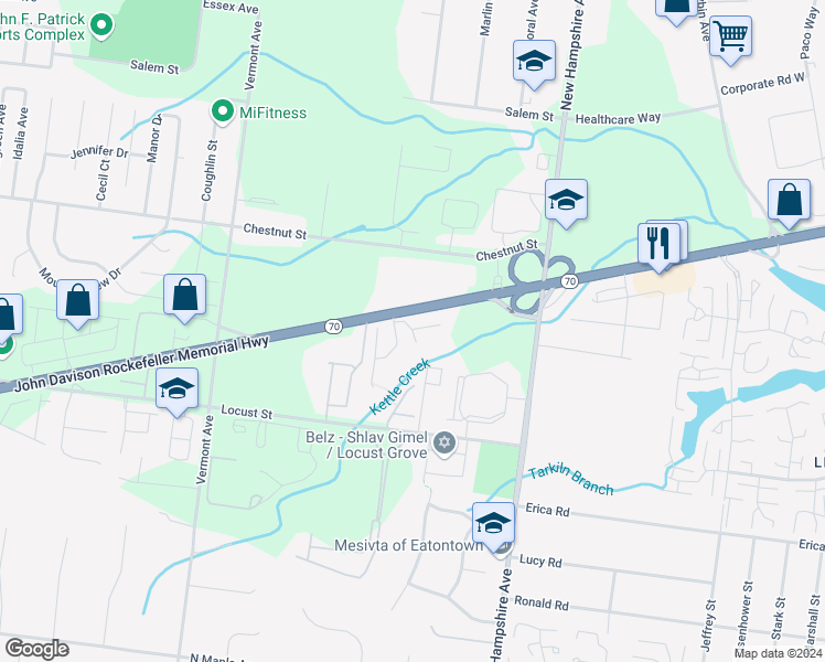 map of restaurants, bars, coffee shops, grocery stores, and more near 551 Davina Court in Lakewood Township