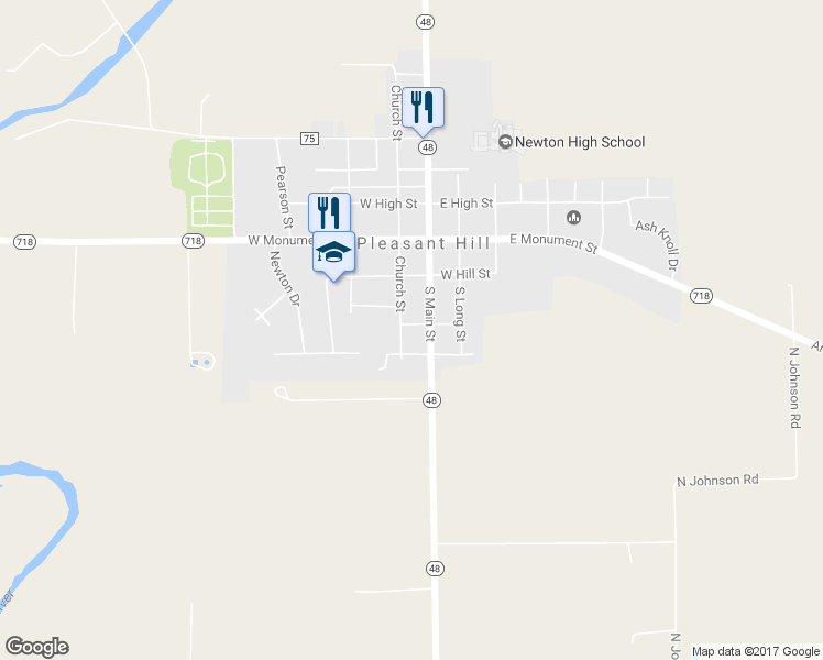 map of restaurants, bars, coffee shops, grocery stores, and more near 7 West Grace Street in Pleasant Hill