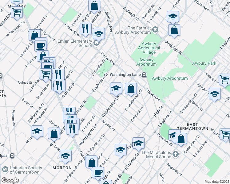 map of restaurants, bars, coffee shops, grocery stores, and more near 430 State Route 4019 in Philadelphia