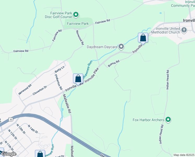 map of restaurants, bars, coffee shops, grocery stores, and more near 2433 Ironville Pike in Columbia