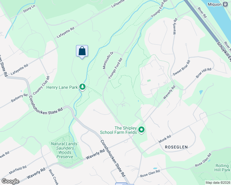 map of restaurants, bars, coffee shops, grocery stores, and more near 1357 Hearthstone Lane in Gladwyne