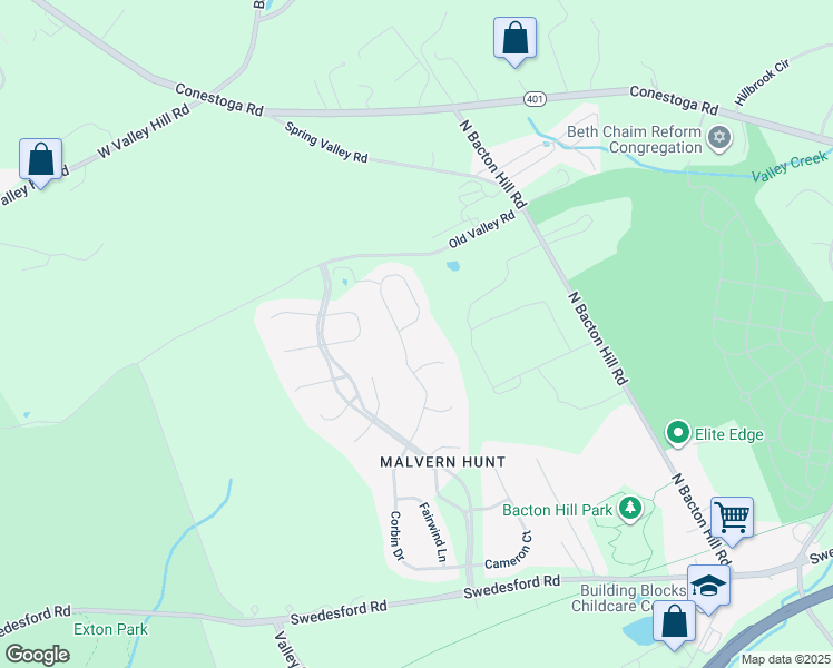 map of restaurants, bars, coffee shops, grocery stores, and more near 96 Granville Way in Exton