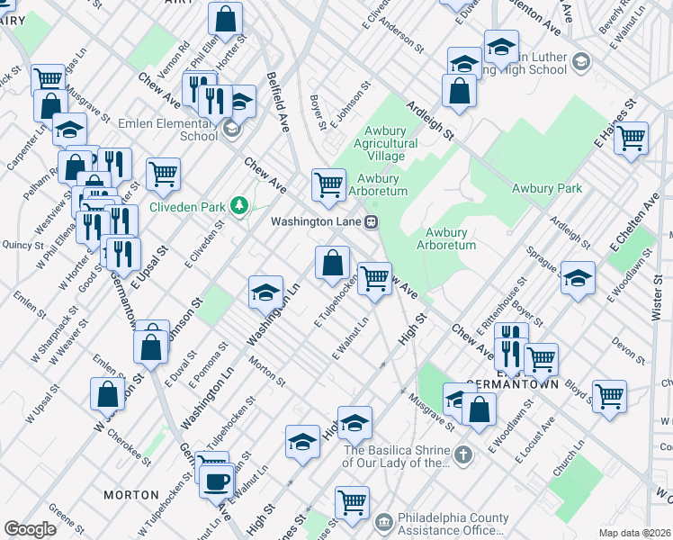 map of restaurants, bars, coffee shops, grocery stores, and more near in Philadelphia
