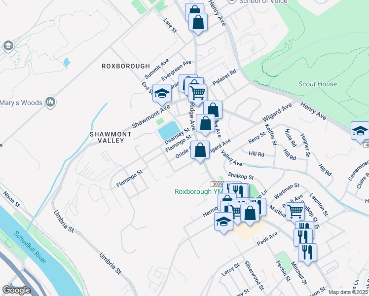 map of restaurants, bars, coffee shops, grocery stores, and more near 476 Oriole Street in Philadelphia