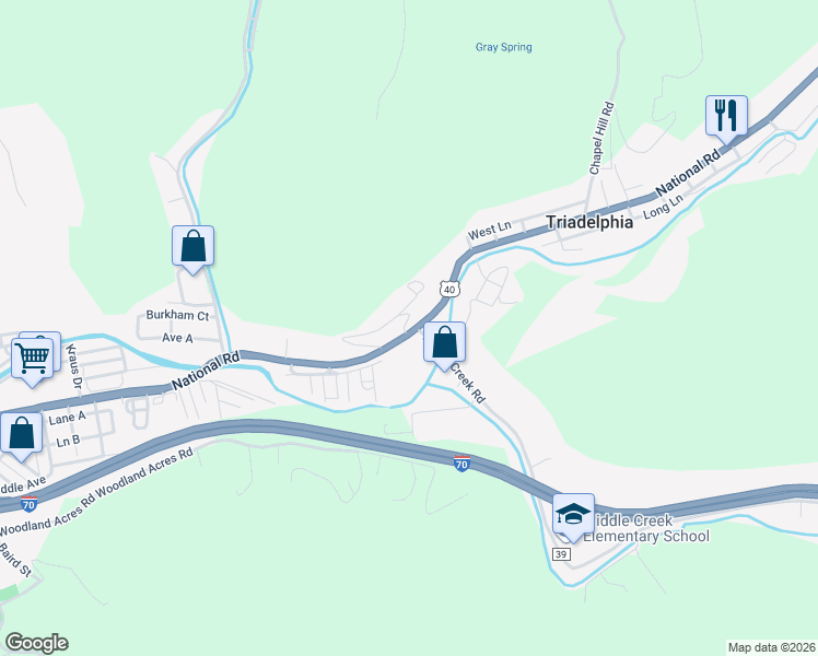 map of restaurants, bars, coffee shops, grocery stores, and more near 30 Carter Avenue in Triadelphia