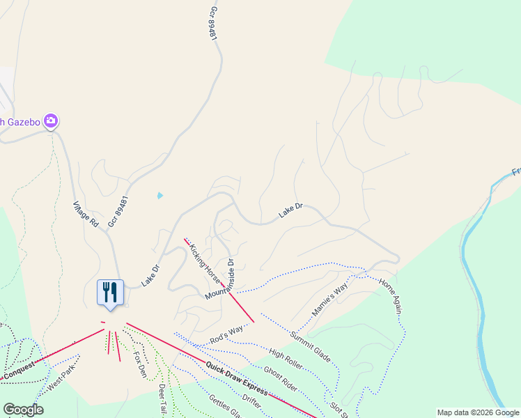 map of restaurants, bars, coffee shops, grocery stores, and more near 811 Lower Ranch View Drive in Granby