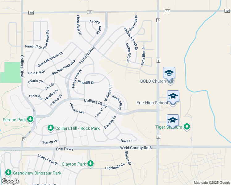 map of restaurants, bars, coffee shops, grocery stores, and more near 393 Rodden Drive in Erie