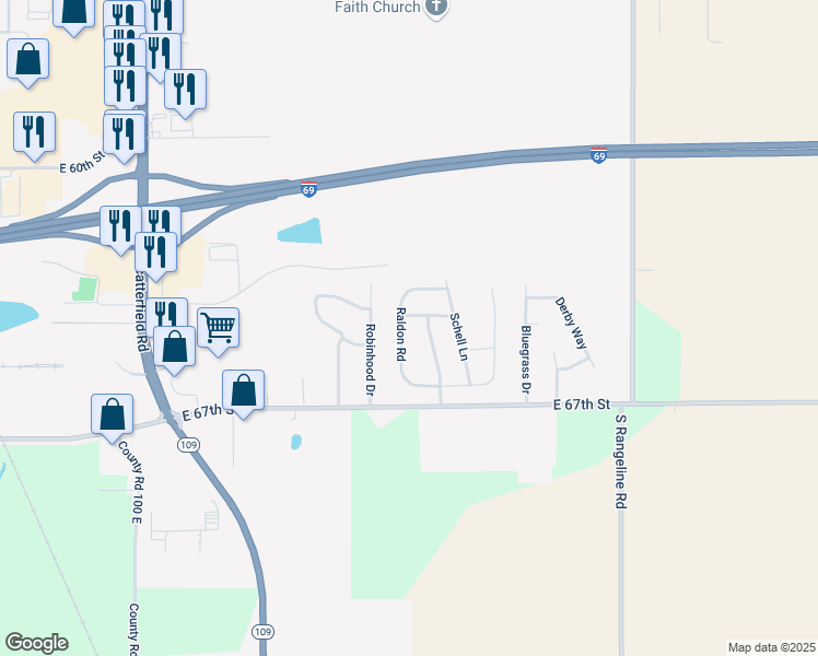 map of restaurants, bars, coffee shops, grocery stores, and more near 6410 Raldon Road in Anderson