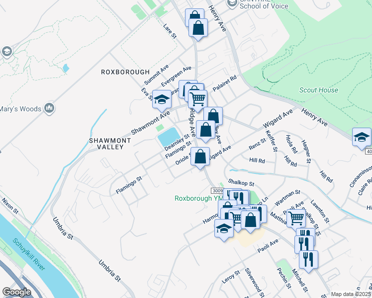 map of restaurants, bars, coffee shops, grocery stores, and more near 481 Flamingo Street in Philadelphia