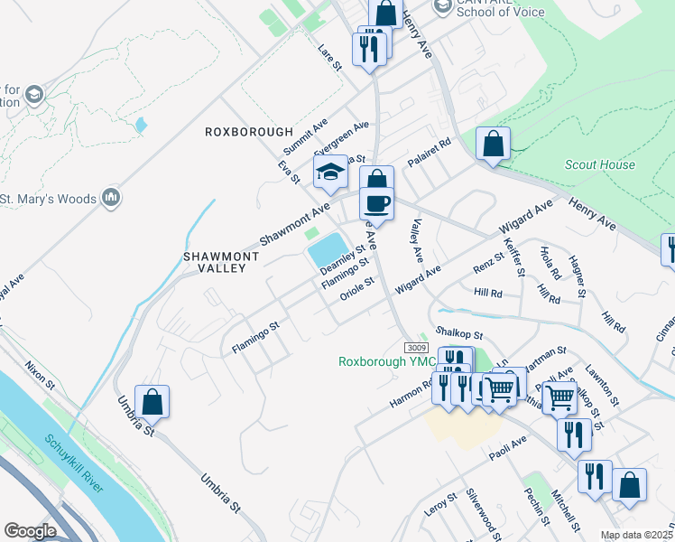 map of restaurants, bars, coffee shops, grocery stores, and more near 468 Flamingo Street in Philadelphia