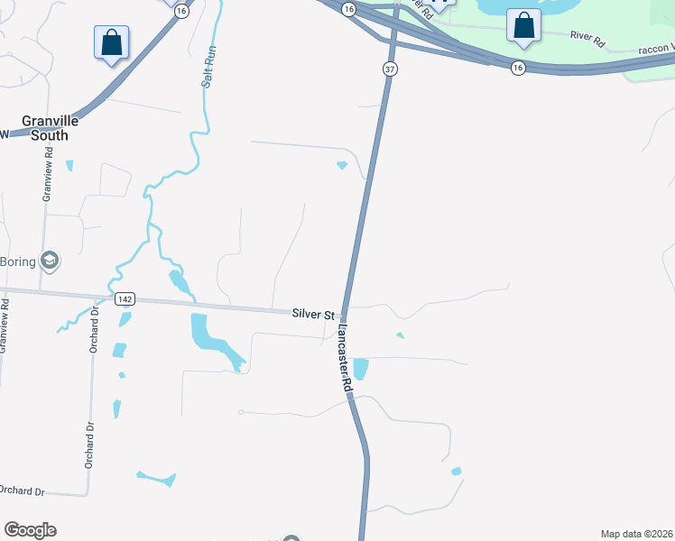 map of restaurants, bars, coffee shops, grocery stores, and more near 2600 Lancaster Rd in Granville