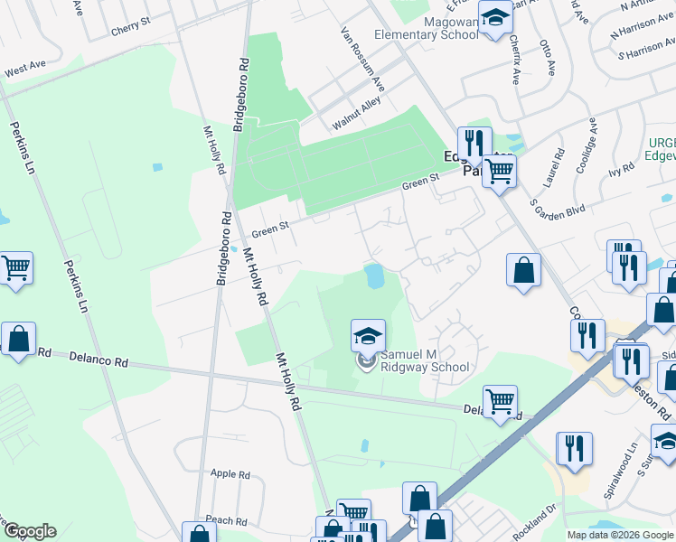 map of restaurants, bars, coffee shops, grocery stores, and more near 275 Green Street in Edgewater Park