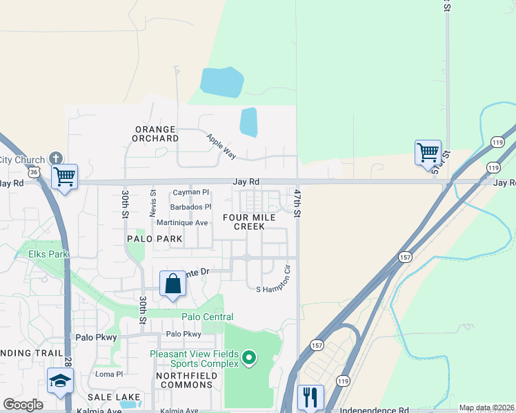 map of restaurants, bars, coffee shops, grocery stores, and more near 4138-4148 Clifton Court in Boulder