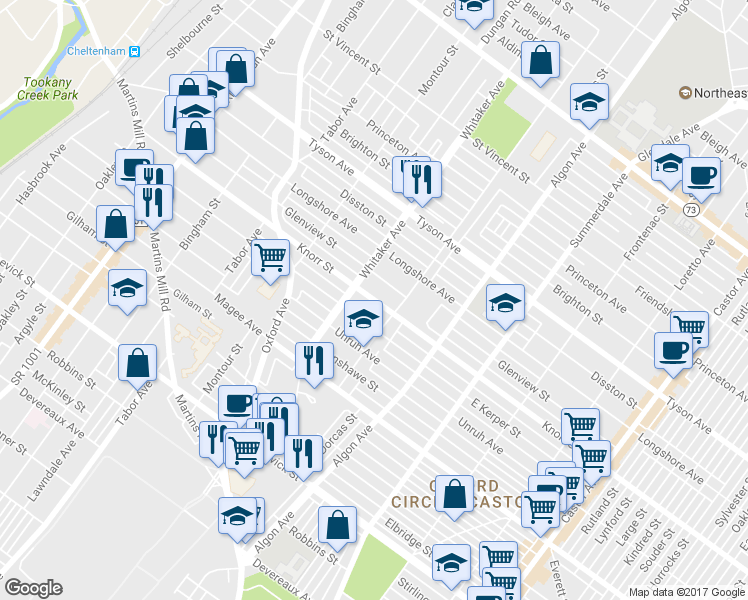 map of restaurants, bars, coffee shops, grocery stores, and more near 909 Knorr Street in Philadelphia