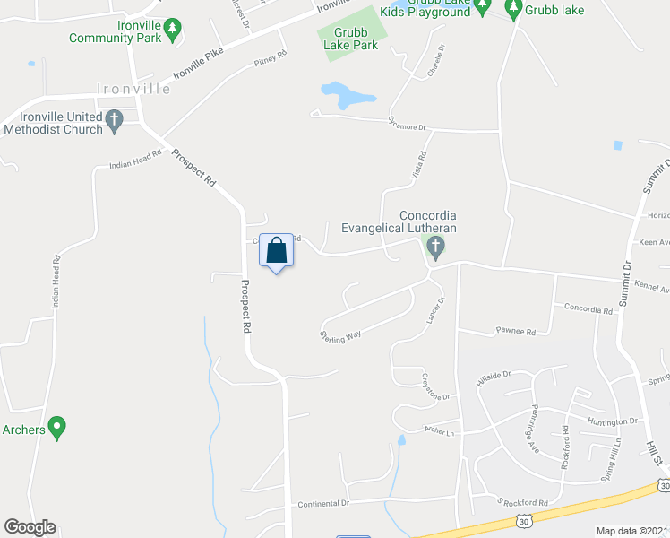map of restaurants, bars, coffee shops, grocery stores, and more near 3914 Concordia Road in Columbia