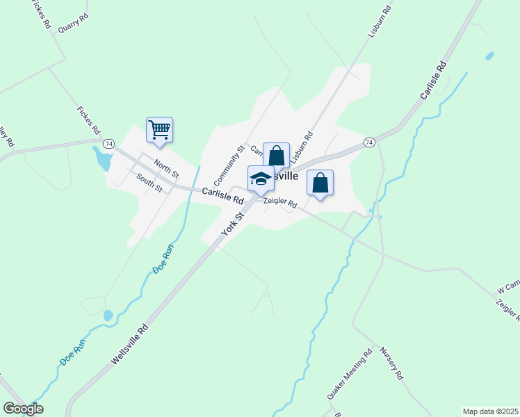 map of restaurants, bars, coffee shops, grocery stores, and more near 1060 Zeigler Road in Wellsville