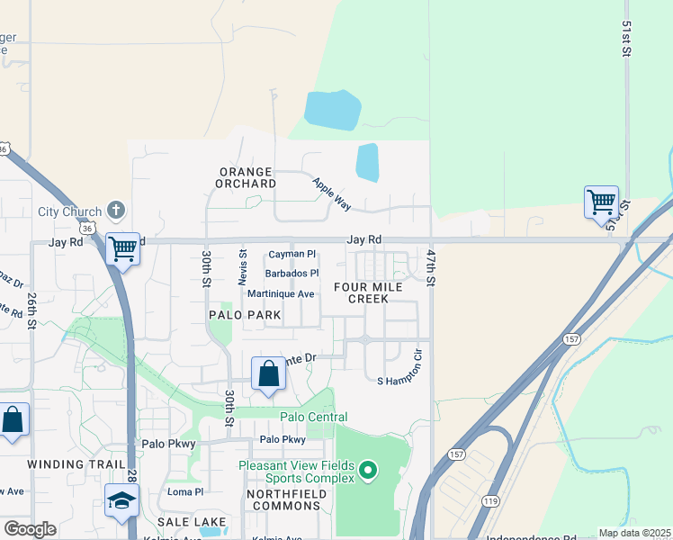 map of restaurants, bars, coffee shops, grocery stores, and more near 3214 Jay Road in Boulder