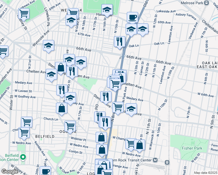 map of restaurants, bars, coffee shops, grocery stores, and more near in Philadelphia