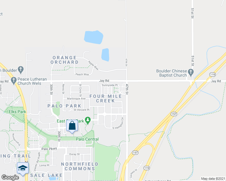 map of restaurants, bars, coffee shops, grocery stores, and more near 4138-4148 Clifton Court in Boulder