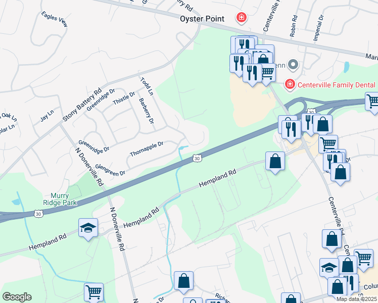 map of restaurants, bars, coffee shops, grocery stores, and more near 3046 Todd Lane in Lancaster