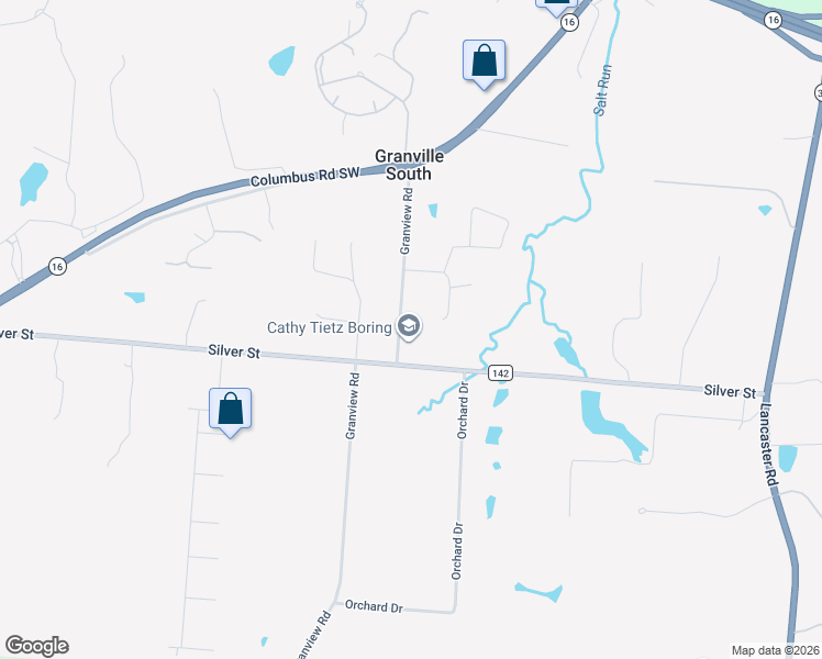 map of restaurants, bars, coffee shops, grocery stores, and more near 341 Granview Road in Granville