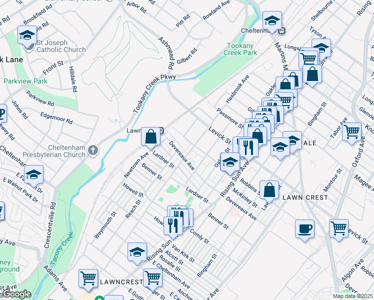 map of restaurants, bars, coffee shops, grocery stores, and more near 6216 Hasbrook Avenue in Philadelphia