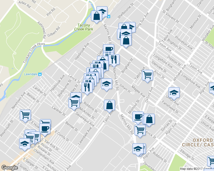map of restaurants, bars, coffee shops, grocery stores, and more near 538 Hellerman St in Philadelphia