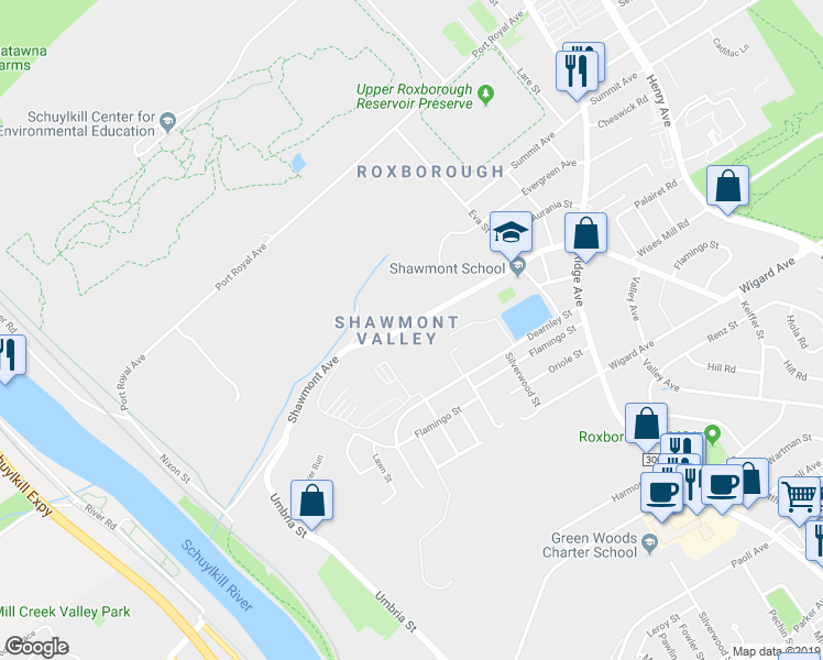 map of restaurants, bars, coffee shops, grocery stores, and more near in Philadelphia
