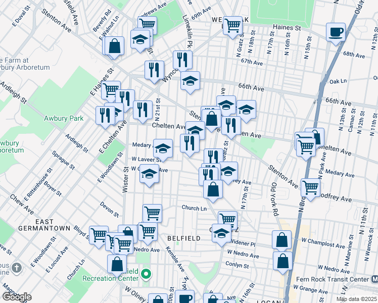 map of restaurants, bars, coffee shops, grocery stores, and more near 1972 Medary Avenue in Philadelphia