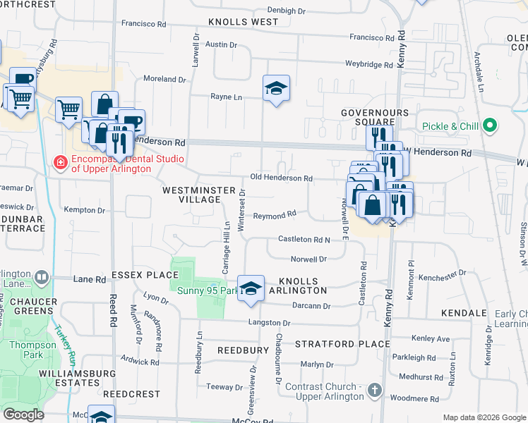 map of restaurants, bars, coffee shops, grocery stores, and more near 1426 Reymond Road in Columbus