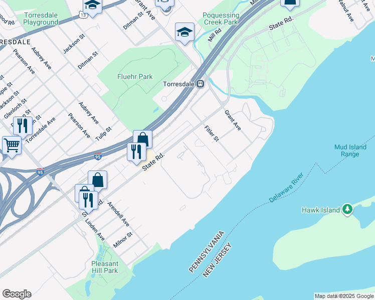 map of restaurants, bars, coffee shops, grocery stores, and more near 5024 North Convent Lane in Philadelphia