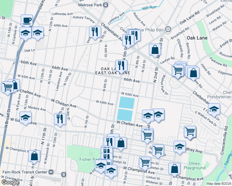 map of restaurants, bars, coffee shops, grocery stores, and more near in Philadelphia