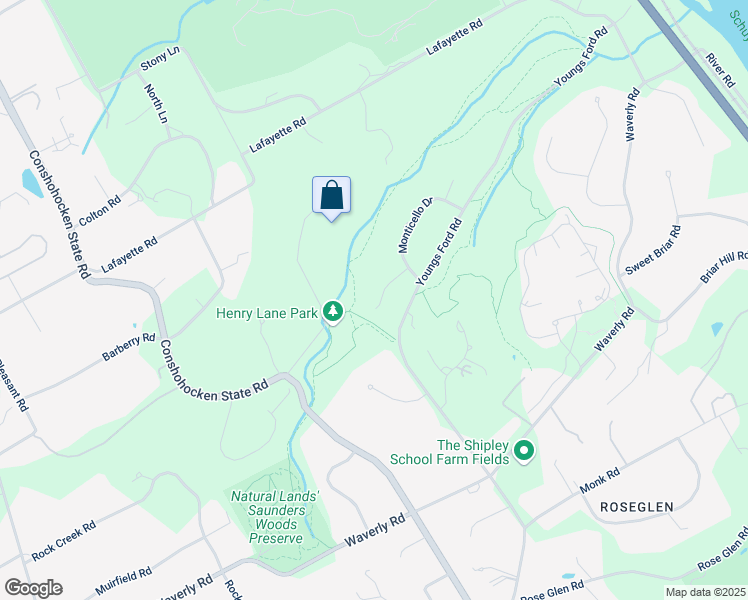 map of restaurants, bars, coffee shops, grocery stores, and more near 1412 Stony Circle in Gladwyne