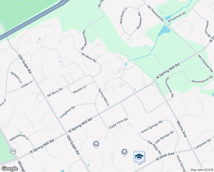 map of restaurants, bars, coffee shops, grocery stores, and more near 725 Canterbury Lane in Villanova