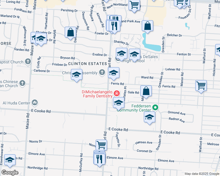 map of restaurants, bars, coffee shops, grocery stores, and more near 4088 Karl Road in Columbus