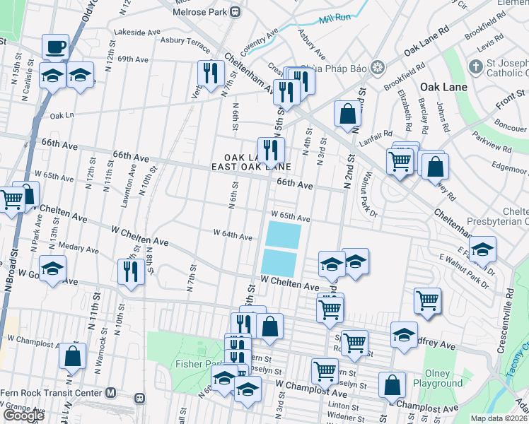 map of restaurants, bars, coffee shops, grocery stores, and more near North 5th Street in Philadelphia