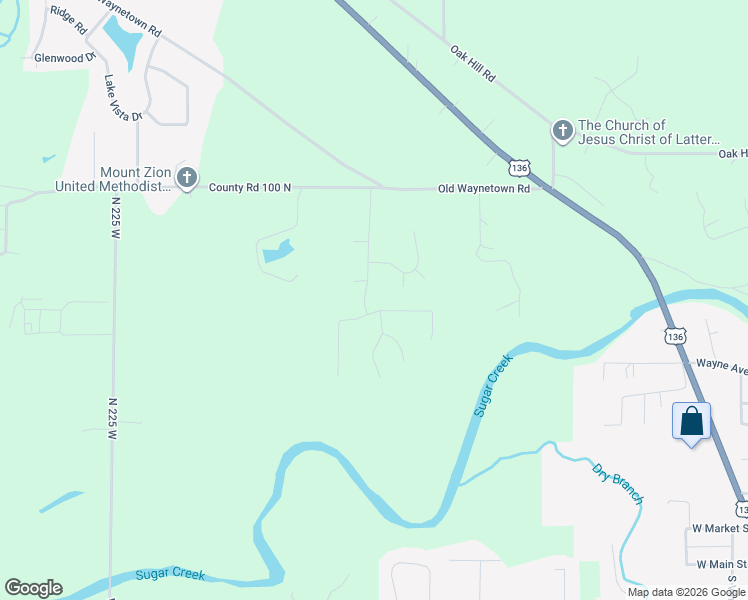 map of restaurants, bars, coffee shops, grocery stores, and more near 766 Twin Oaks Drive in Crawfordsville