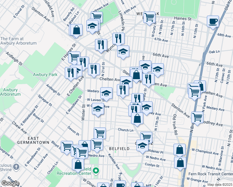 map of restaurants, bars, coffee shops, grocery stores, and more near 2008 Medary Avenue in Philadelphia