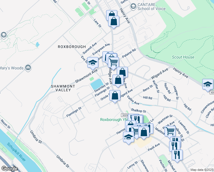 map of restaurants, bars, coffee shops, grocery stores, and more near 482 Flamingo Street in Philadelphia