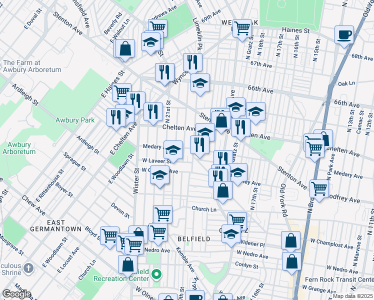 map of restaurants, bars, coffee shops, grocery stores, and more near 2014 Medary Avenue in Philadelphia