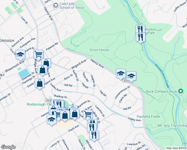 map of restaurants, bars, coffee shops, grocery stores, and more near 712 Hagner Street in Philadelphia