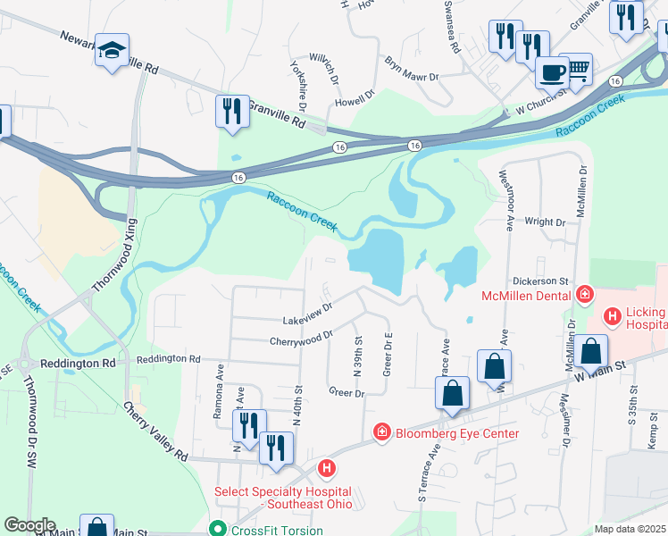 map of restaurants, bars, coffee shops, grocery stores, and more near 1706-C Lakeview Drive in Newark